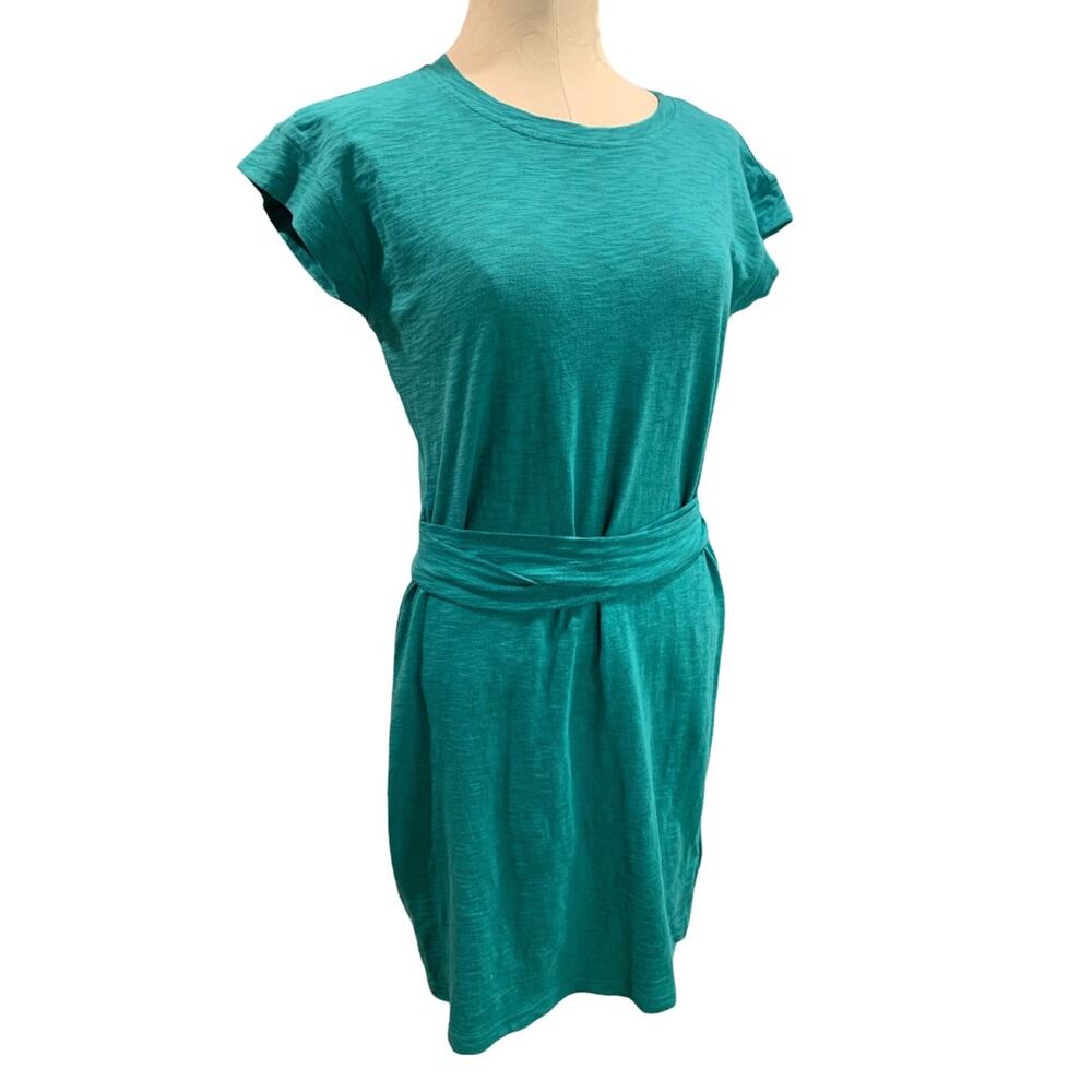 XS J.Crew Tie Waist Tshirt Dress Short Sleeve Green Style BI142